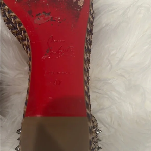 Christian Louboutin Black and Brown Studded Sandals - Picture 5 of 5